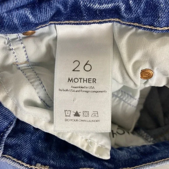 MOTHER The Runaway Weekender Jeans Women's Size 26 Flare Blue Distressed Denim - Picture 3 of 15